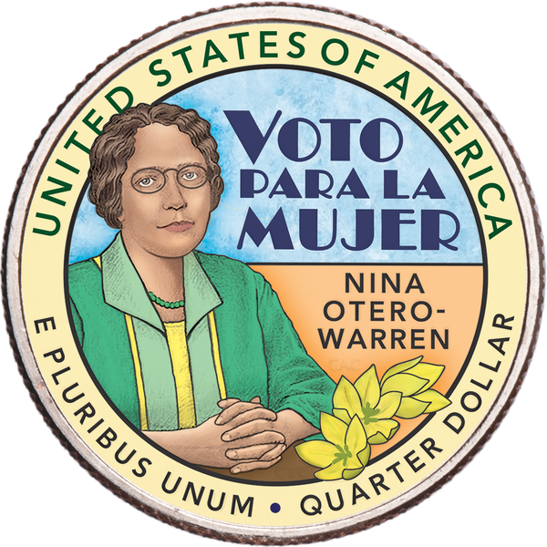 2022 Colorized Nina Otero-Warren U.S. Women Quarter