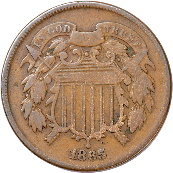 1864-1873 Two Cent Piece in Holder