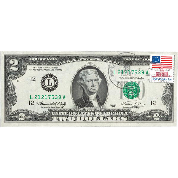 Sold at Auction: Framed Two Dollar Bill With Stamp