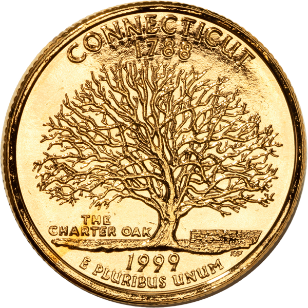 1999 Gold-Plated Connecticut Quarter