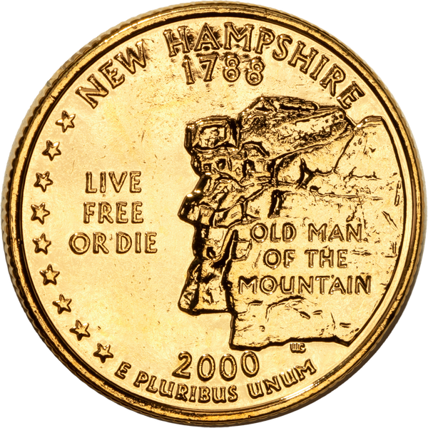 2000 Gold-Plated New Hampshire Statehood Quarter