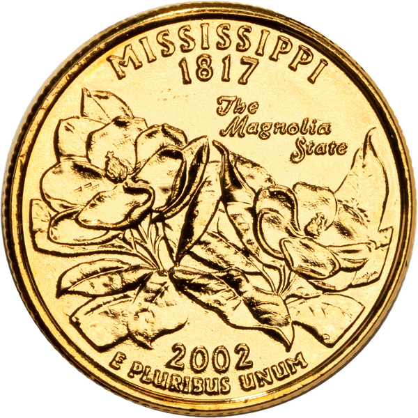2002 Gold-Plated Mississippi Statehood Quarter