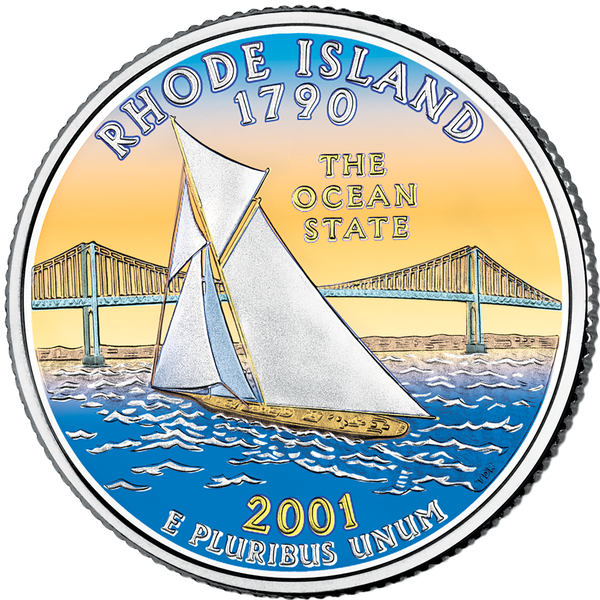 2001 Colorized Rhode Island Statehood Quarter