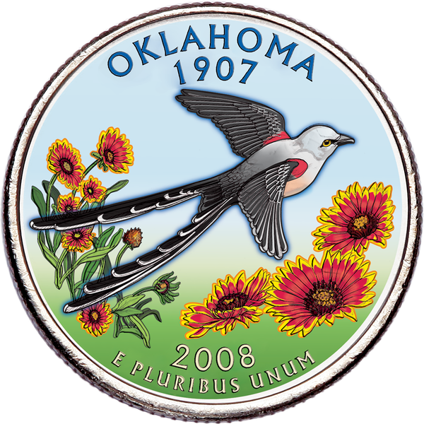 2008 Colorized Oklahoma Statehood Quarter