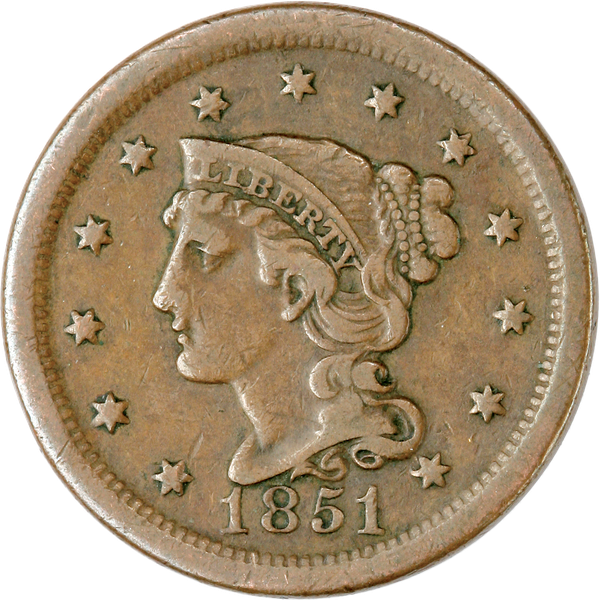 1840-1857 Braided Hair Liberty Head Large Cent