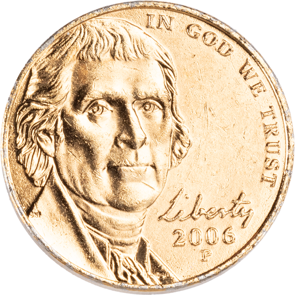 2006 Gold-Plated Jefferson Monticello Nickel