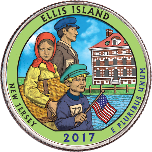 2017 Colorized 2017 Ellis Island National Monument (Statue of Liberty) Quarter
