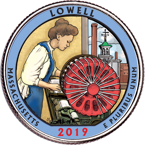 2019 Colorized Lowell National Historical Park Quarter