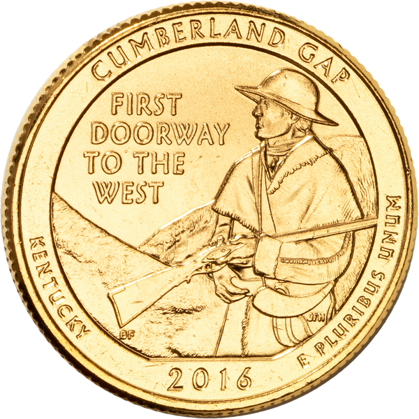 2016 Gold-Plated Cumberland Gap National Historical Park Quarter