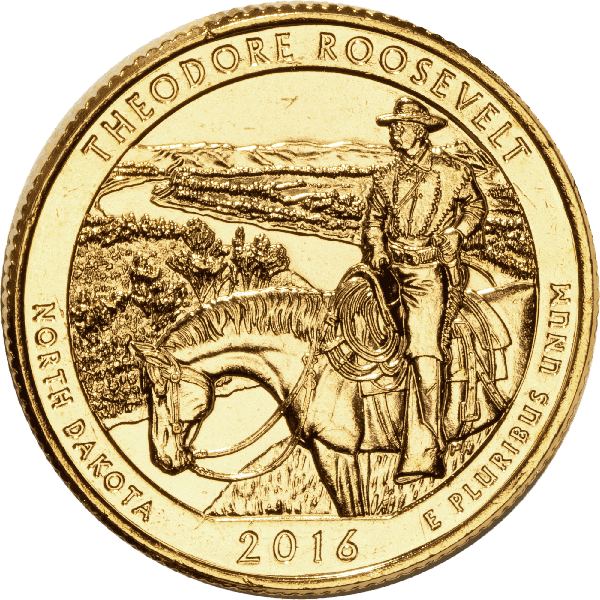 2016 Gold-Plated Theodore Roosevelt National Park Quarter