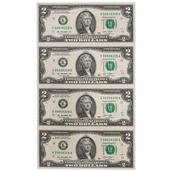 2013 Uncut Sheet of $2 Federal Reserve Notes