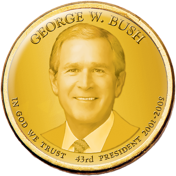 Colorized "Modern Presidents" Dollar with Golden Hue - George W. Bush