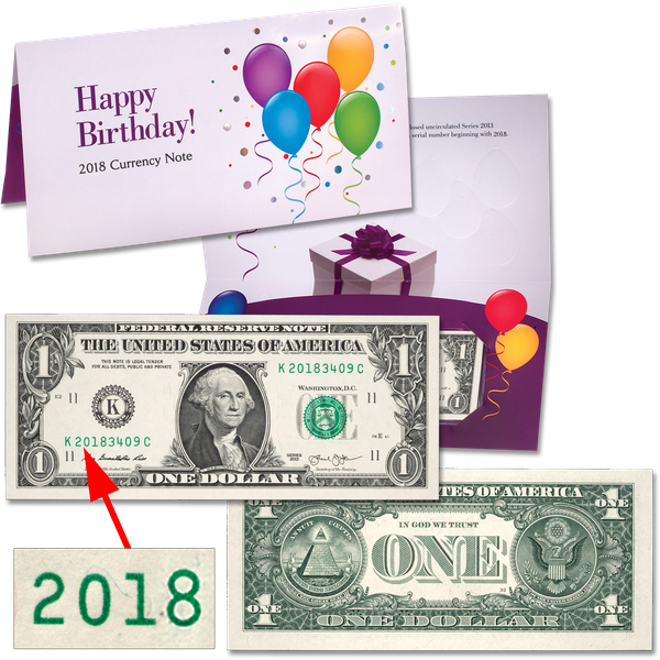 2018 U.S. Currency Note Happy Birthday Card