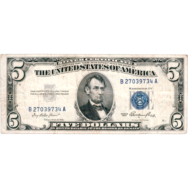 1953 Last $5 Silver Certificate Type
