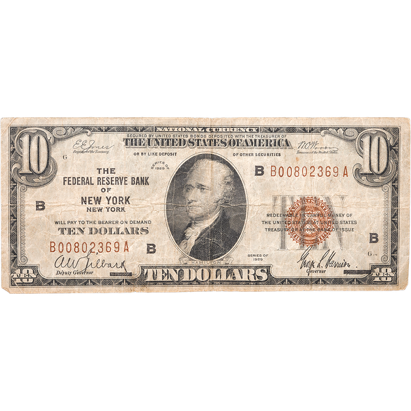 1929 $10 Federal Reserve Bank Note