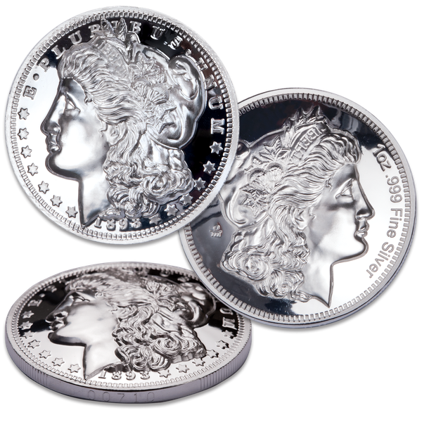 1 oz. Domed Silver Round - Morgan Dollar Design