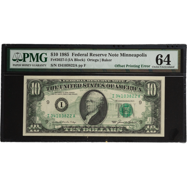 1985 $10 Federal Reserve Note