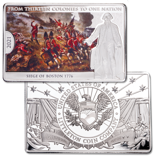 2021 Siege of Boston 13 Colonies to One Nation Silver-Plated 100 gram Copper Bar
