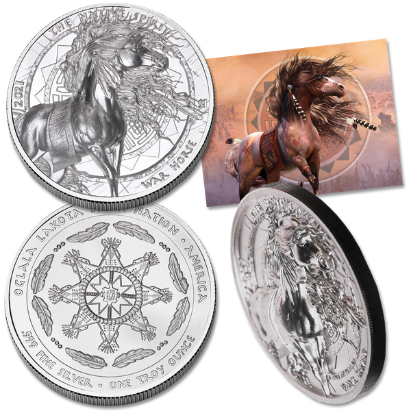 2021 1 oz. Silver Native Spirit War Horse Dollar