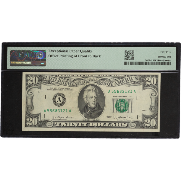 1977 $20 Federal Reserve Note, AA Block Offset Print Error
