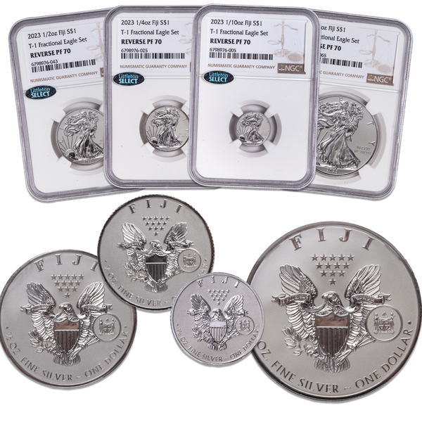 2023 Fiji Silver T1 Eagle Fractional Set, Reverse Proof
