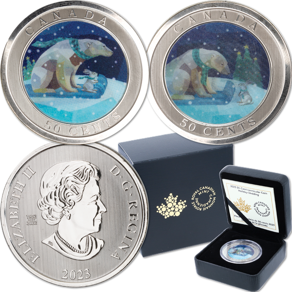 2023 Canada Nickel-Plated Steel 50 Cents Lenticular Holiday Sledding