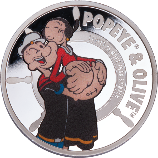 2025 Ascension Island Silver-Plated $2 Popeye® - Popeye & Olive