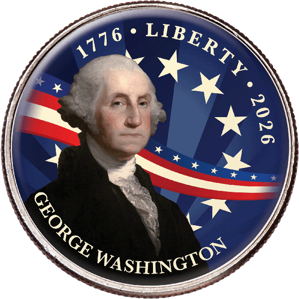 George Washington Founding Fathers Colorized Kennedy Half Dollar