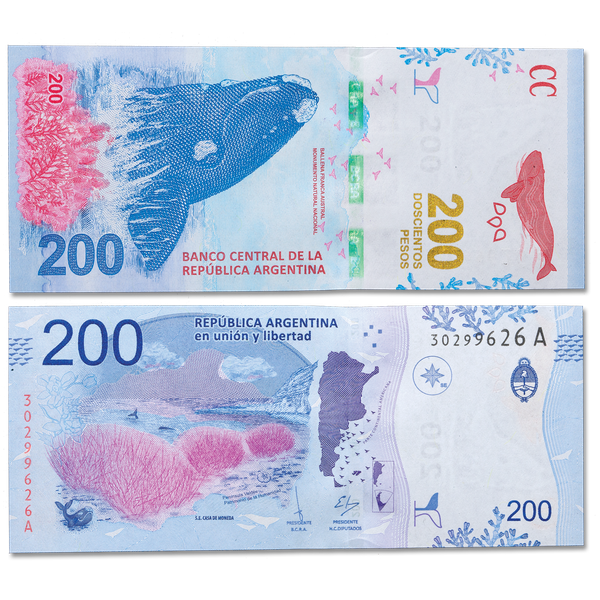 2016 Argentina 200 Pesos Whale Note