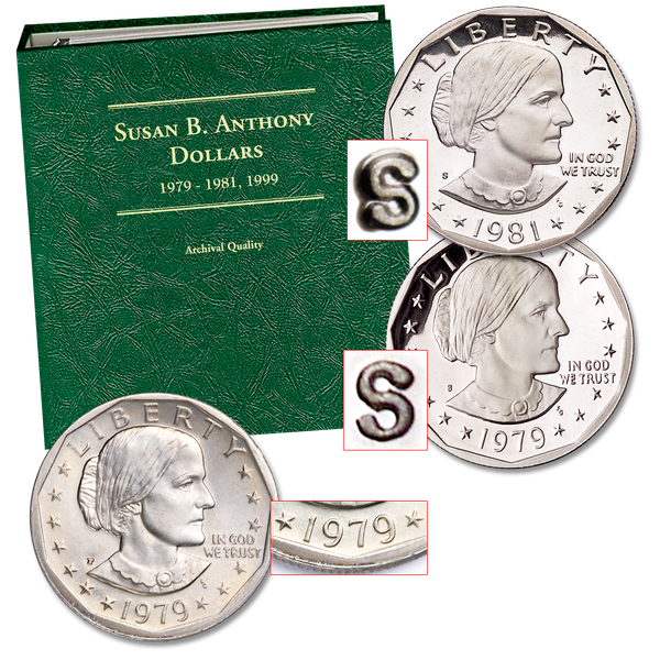 1979-1981 3 Varieties Susan B. Anthony Dollar Set | Littleton Coin