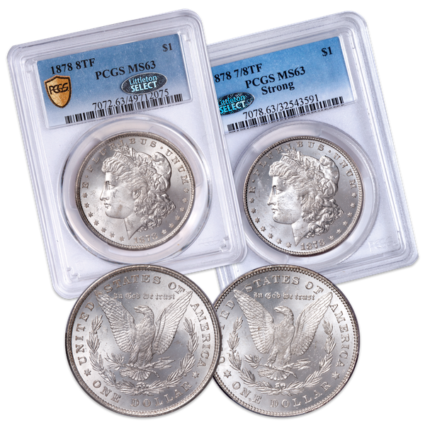 1878 7/8 & 8 Tail Feathers Morgan Silver Dollars