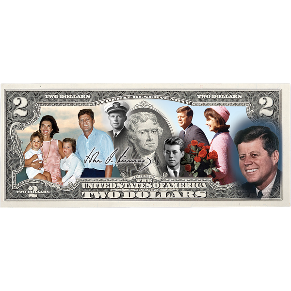 ステッカー付き‼️ 絶版‼️ INDEPENDENCE Clint Woodside Colorized John F. Kennedy $2 Federal Reserve Note Set | Littleton
