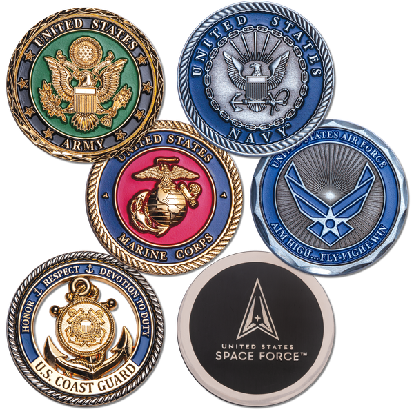 Six Military Branches Challenge Coins