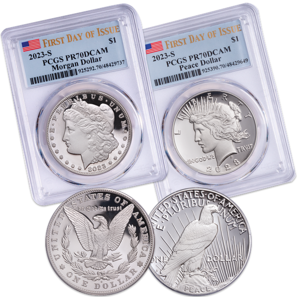 2023 Morgan and Peace Dollar First Day of Issue Set