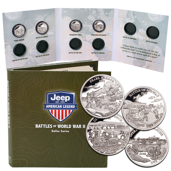 2025 Jeep Battles of WWII Liberia $1 Series, Coins with Folder