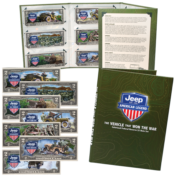 Colorized Jeep® Brand $2 Federal Reserve Notes with Folder