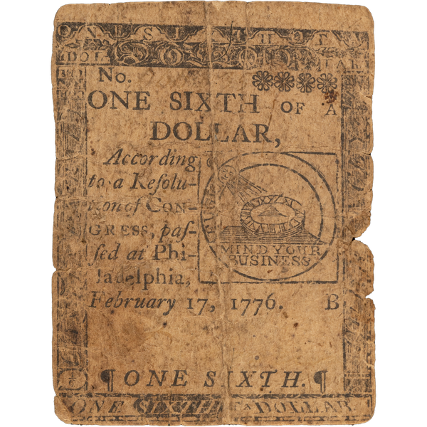 1776 $1/6 Continental Currency