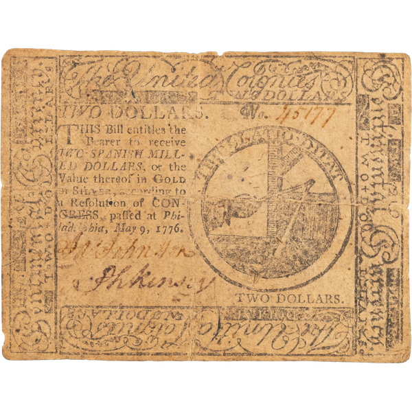 1776 $2 Continental Currency