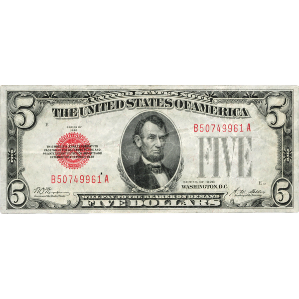 1928 $5 Legal Tender Note F