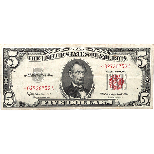 1963 5 dollar bill sale