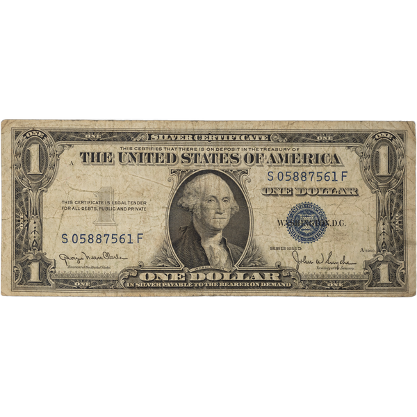 1935D $1 Silver Certificate, Wide Design