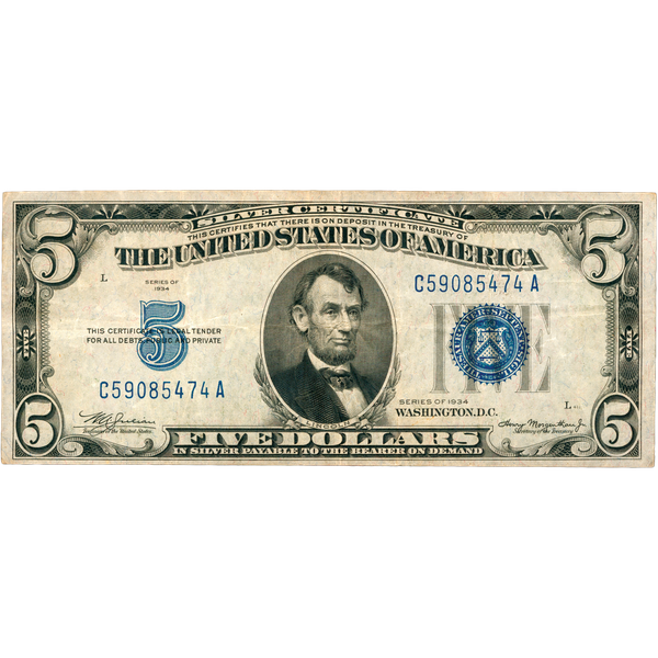 1934 $5 Silver Certificate