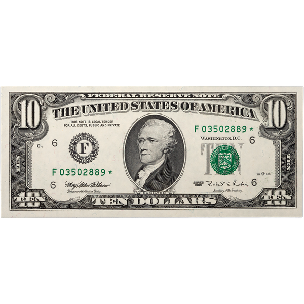 1995 $10 Federal Reserve Star Note
