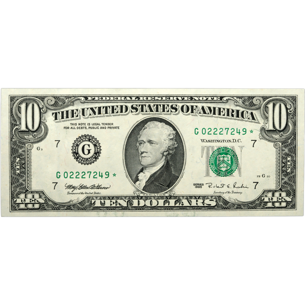 1995 $10 Federal Reserve Star Note