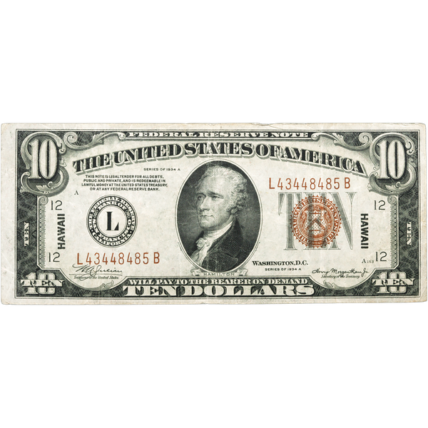 Series 1934A $10 Federal Reserve Note, Hawaii VG | Littleton Coin