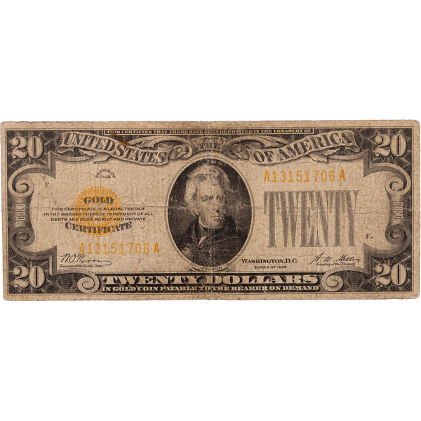 1928 $20 Gold Certificate