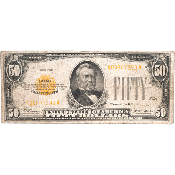1928 $50 Gold Certificate