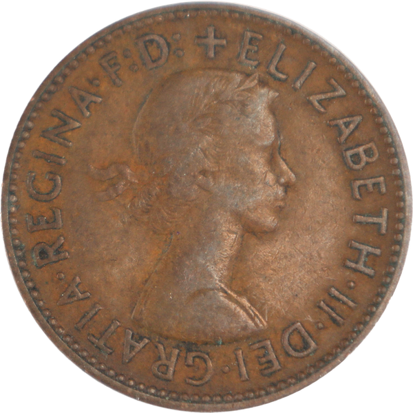 1954-1967 GB Brz 1/2 Penny Eliz II CIRC