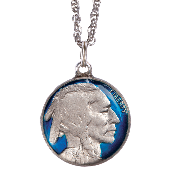 Enameled Buffalo Nickel Necklace