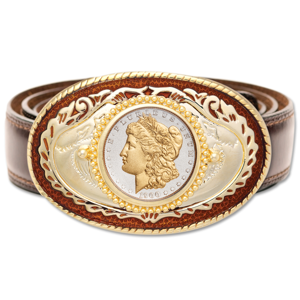 Silver dollar belt outlet buckle
